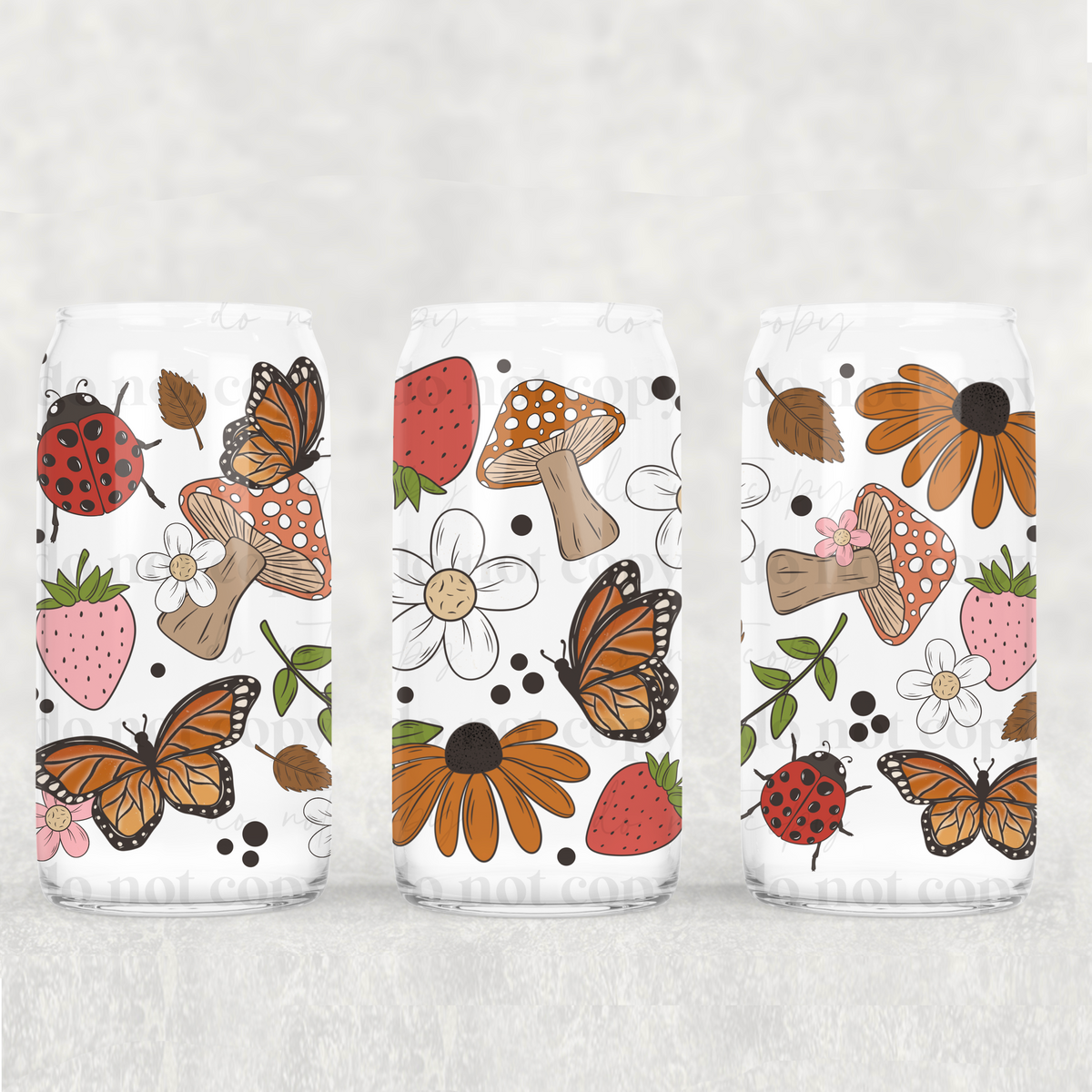 5893 strawberries butterflies and flowers (CSC) UV DTF WRAP