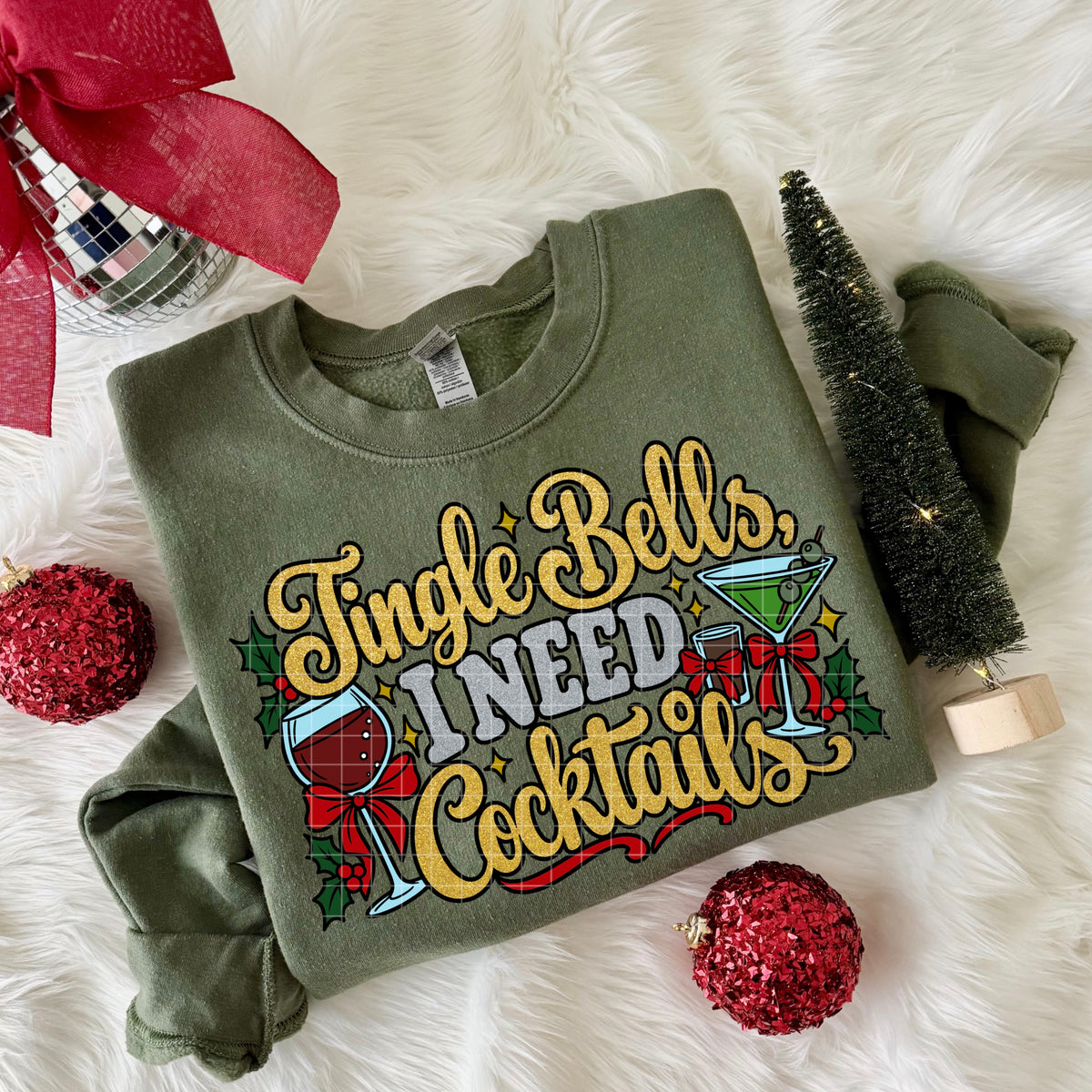 Jingle bells I need cocktails (DD) DTF Transfer