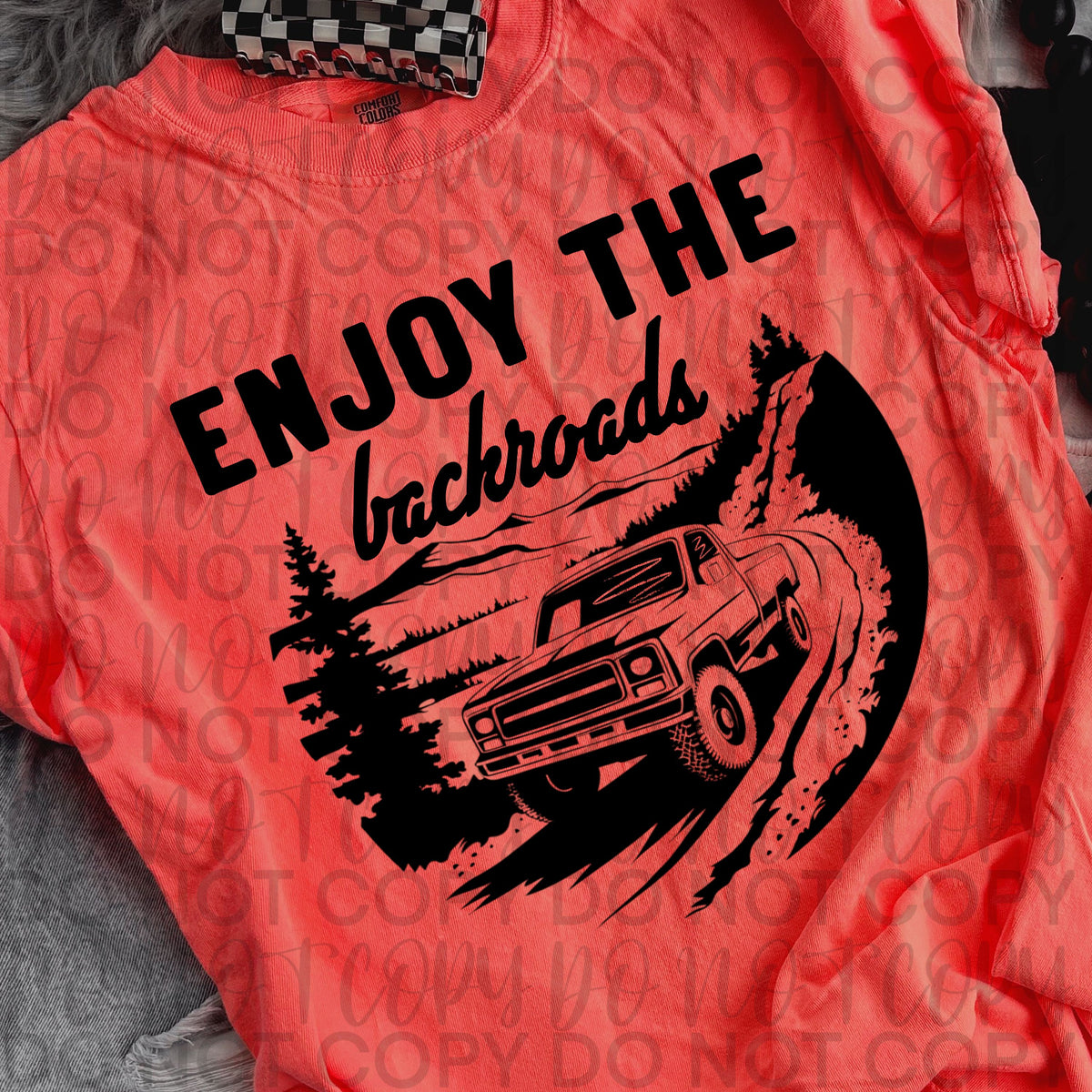 Enjoy the backroads BLACK (Starlight) DTF transfer