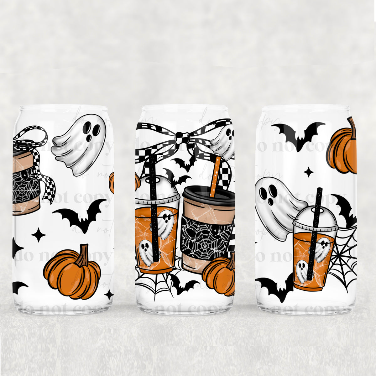 5938 coffees with bow and ghosts (CSC) UV DTF WRAP