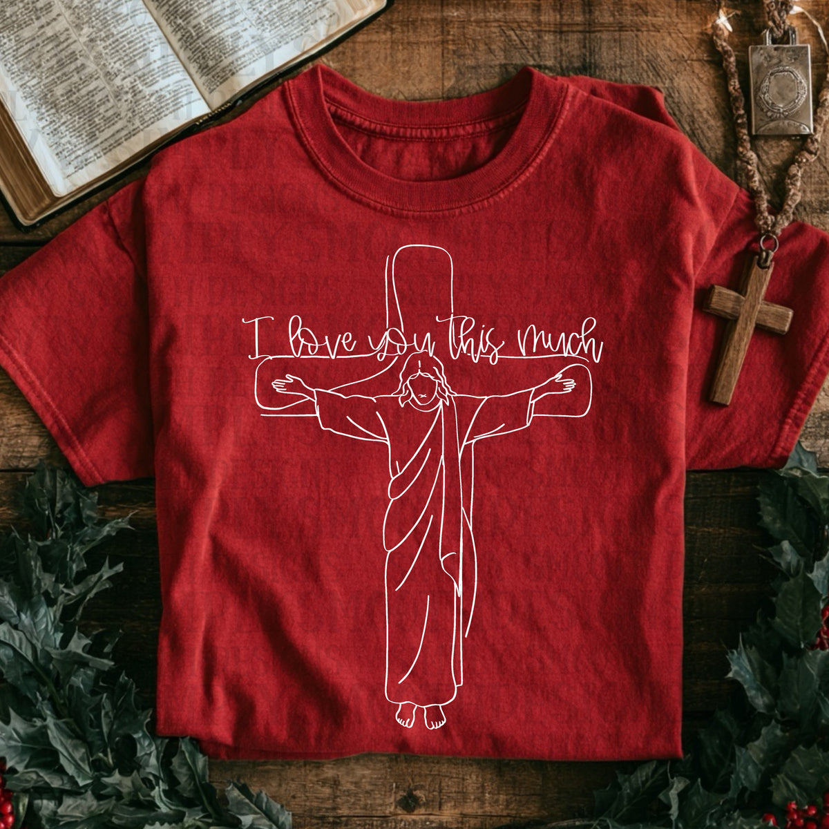 I love you this much Jesus white outline (SSD) DTF Transfer