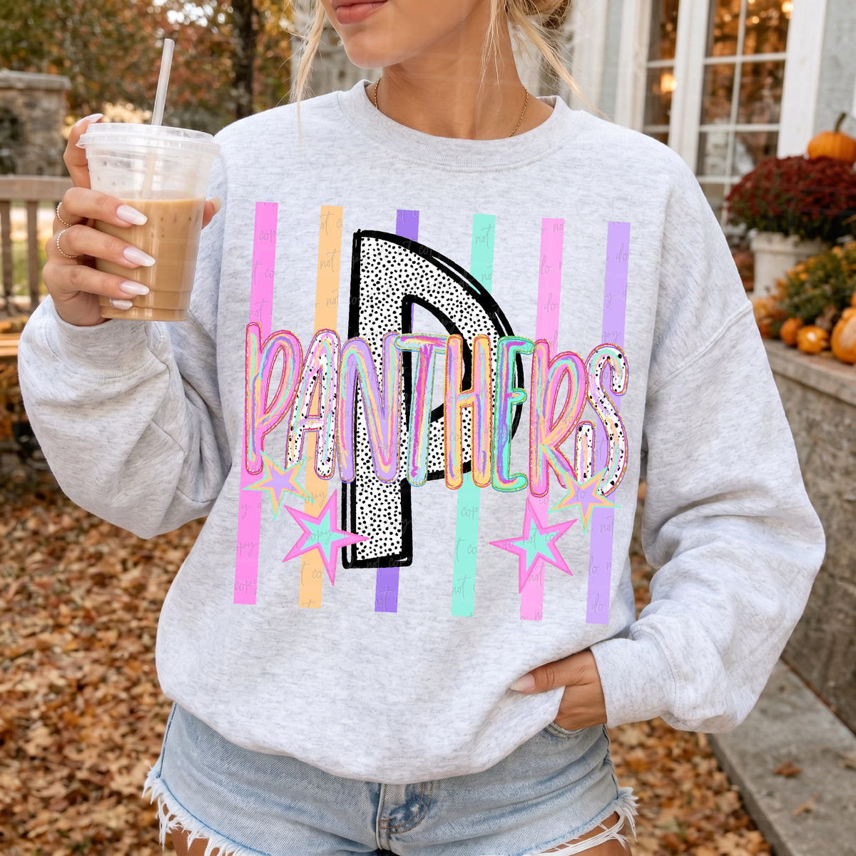 Panthers brushstrokes neon stripes (Virgo) DTF Transfer