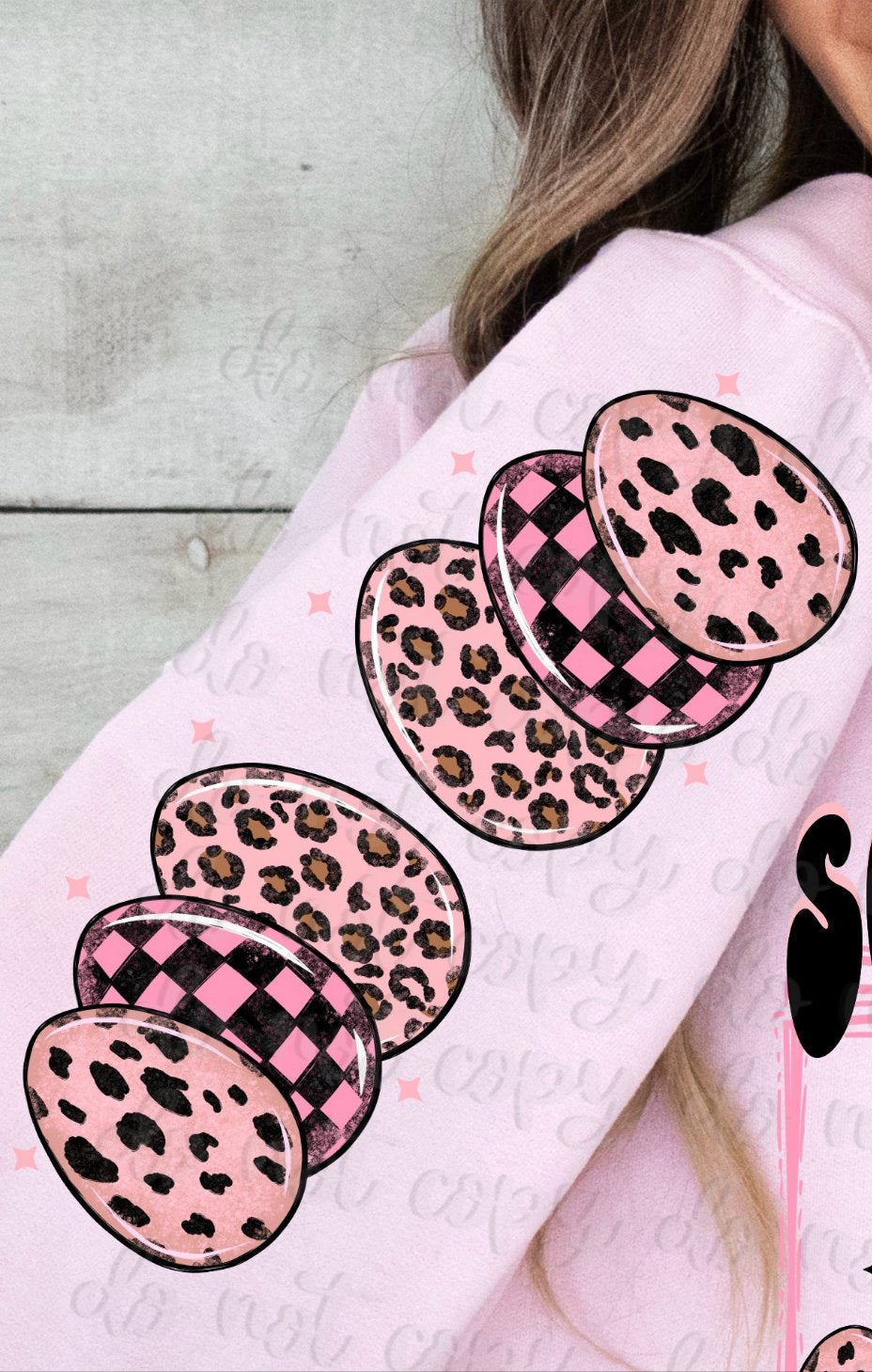 Pink patterned egg trio (VIRGO) 34789 DTF transfer