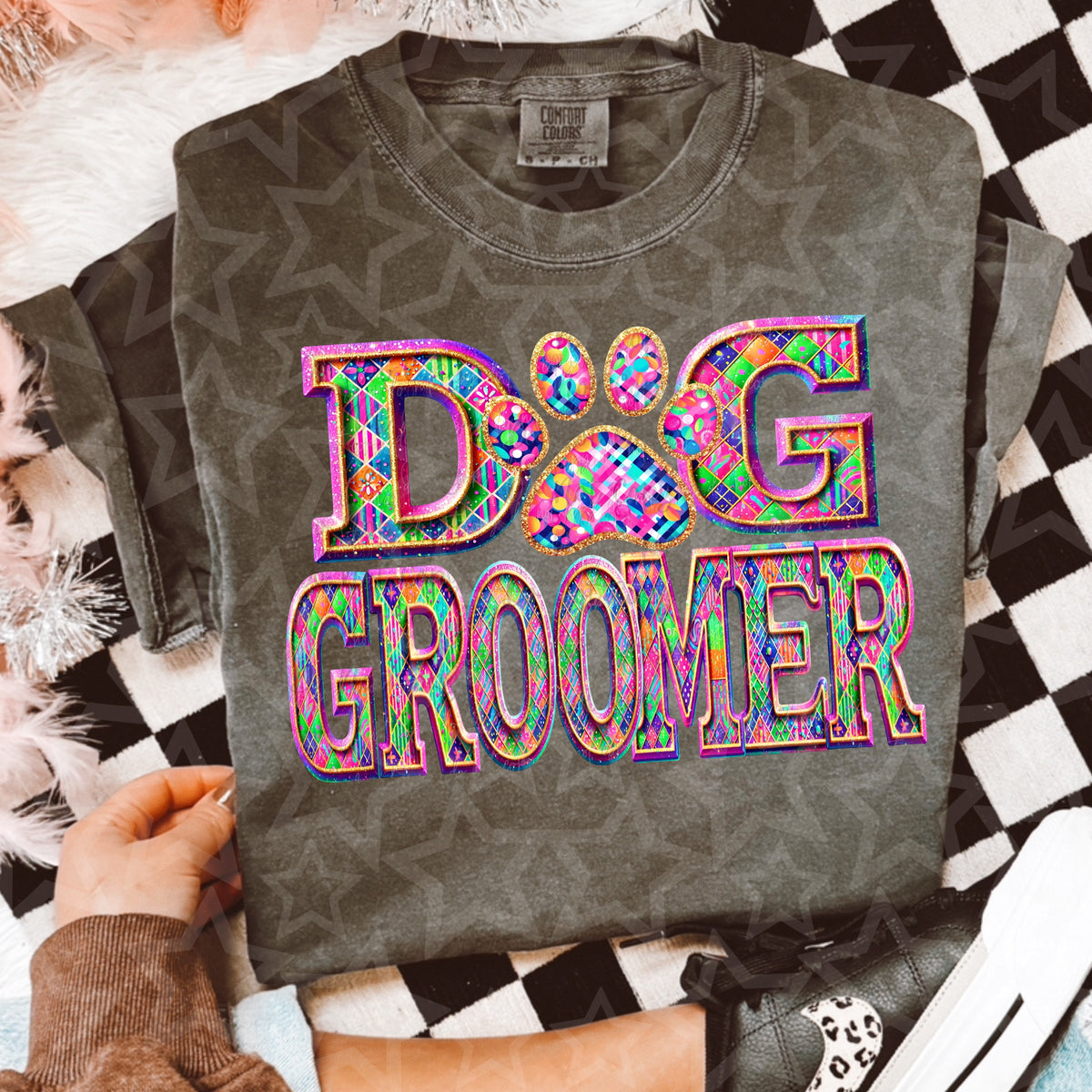 Dog Groomer tye dye (Virgo) DTF transfer