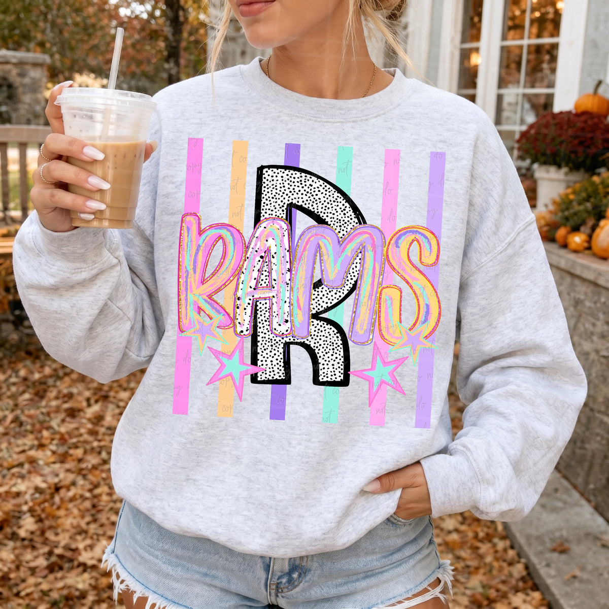 Rams brushstrokes neon stripes (Virgo) DTF Transfer