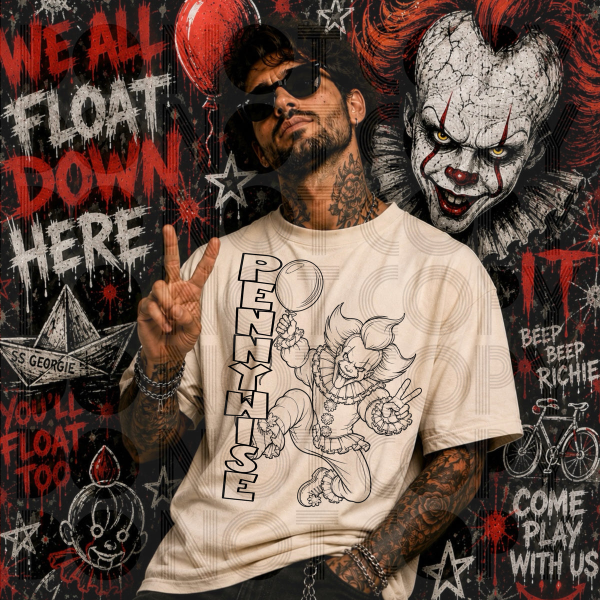 Clown BLACK outline (Renewed) DTF Transfer