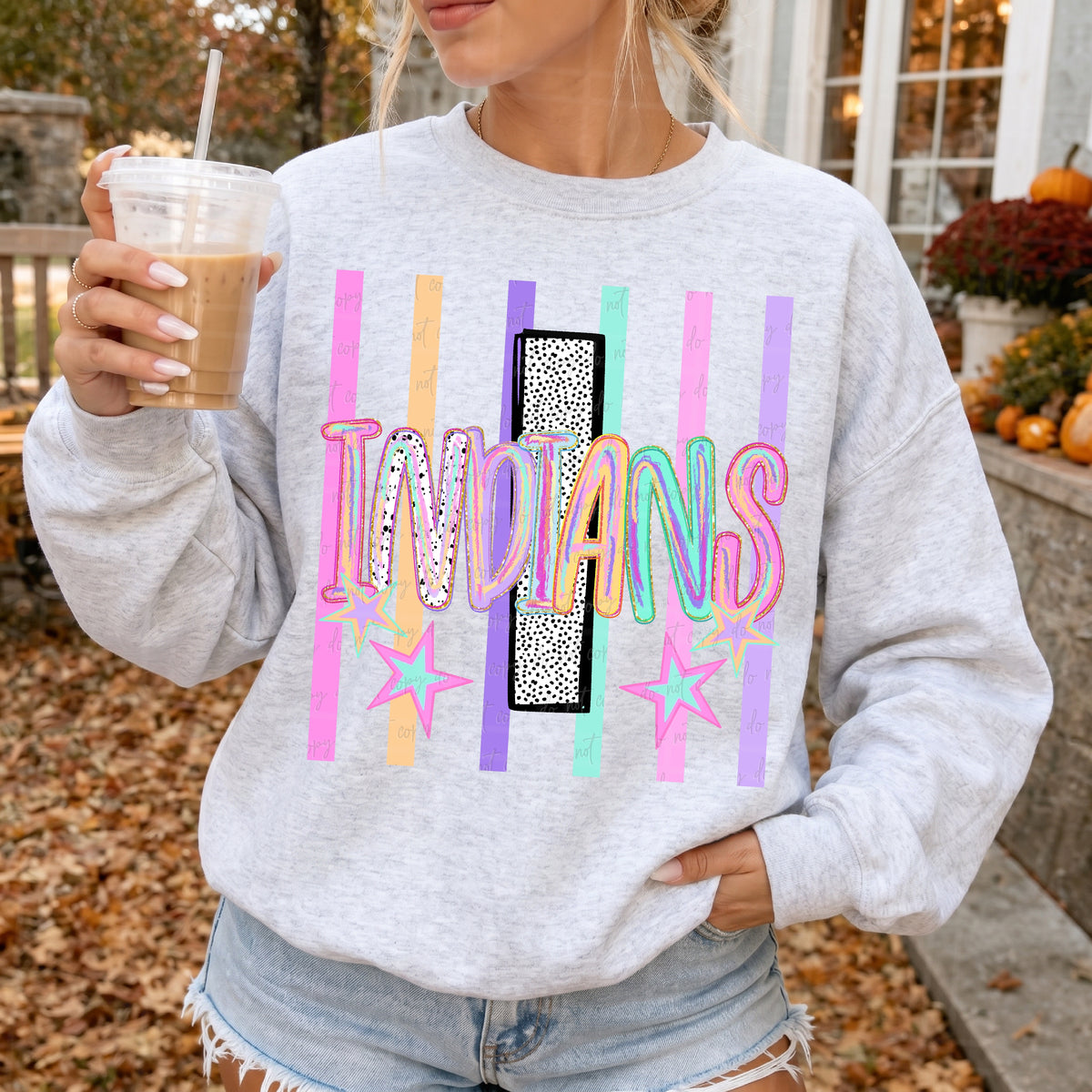Indians brushstrokes neon stripes (Virgo) DTF Transfer