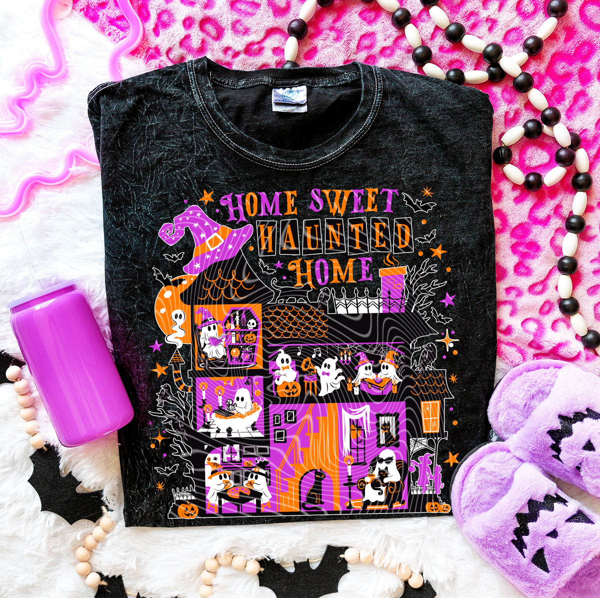 Home sweet haunted home white details (Gravitees) 109696 DTF transfer