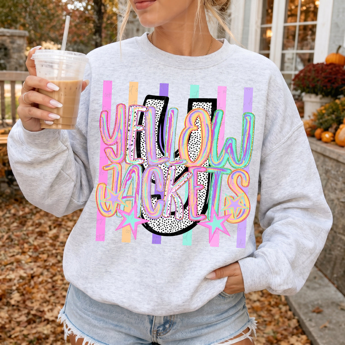 Yellow jackets brushstrokes neon stripes (Virgo) DTF Transfer
