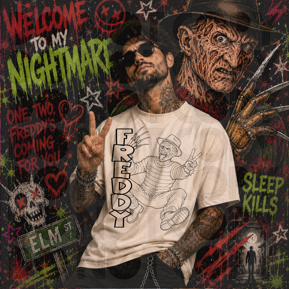 Freddy BLACK outline (Renewed) DTF Transfer