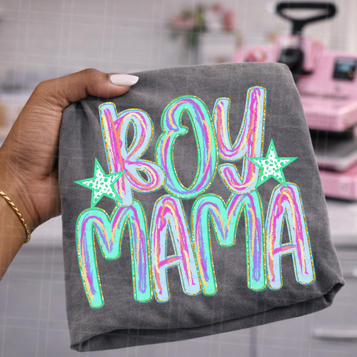 Boy mama pastel brushstrokes (Virgo) DTF Transfer