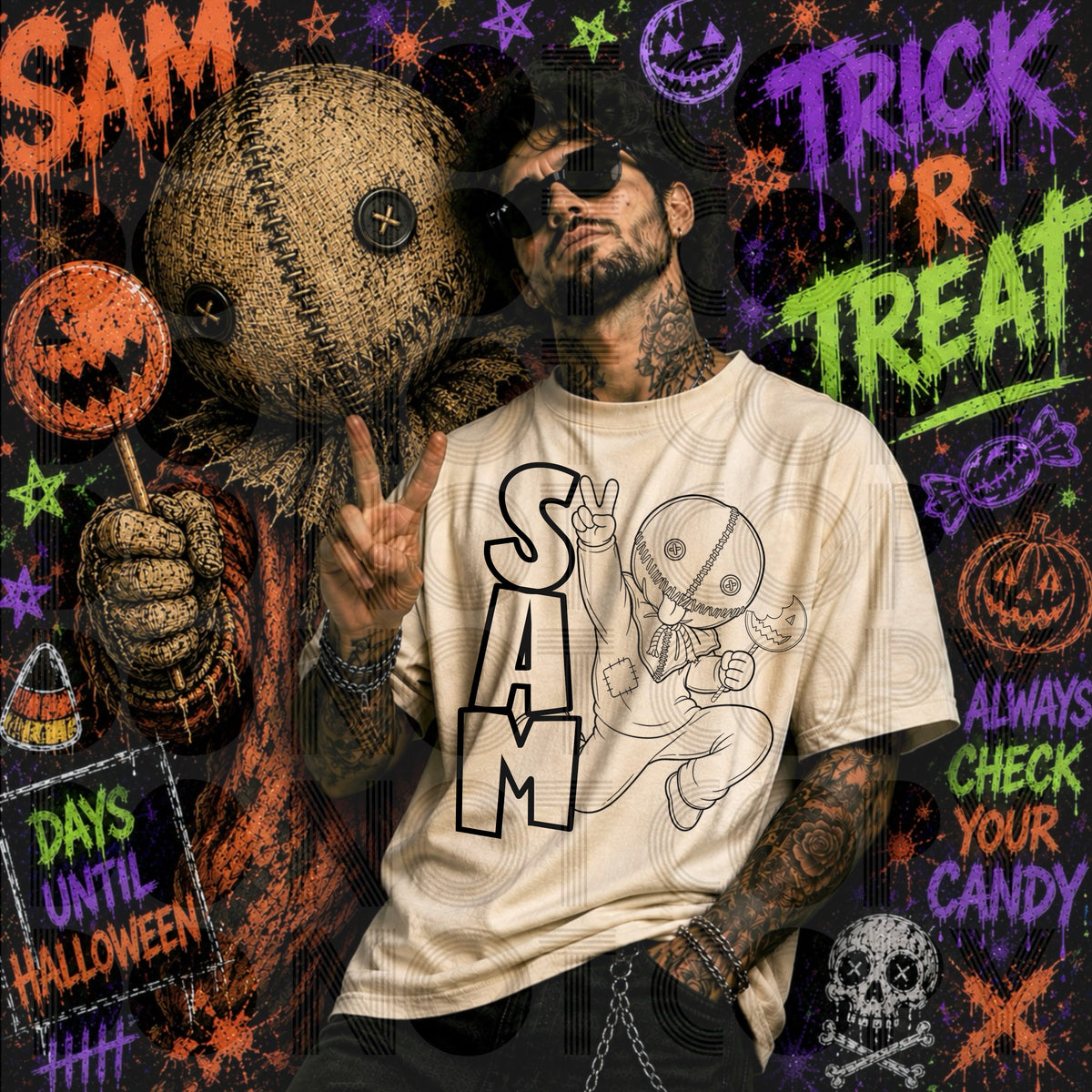 Sam BLACK outline (Renewed) DTF Transfer