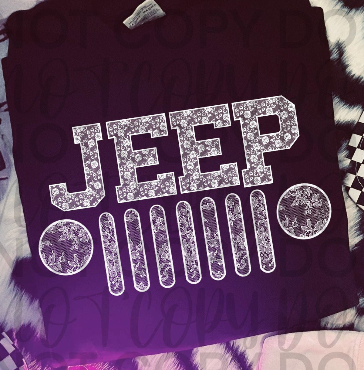 White Lace Jeep (Starlight) DTF transfer