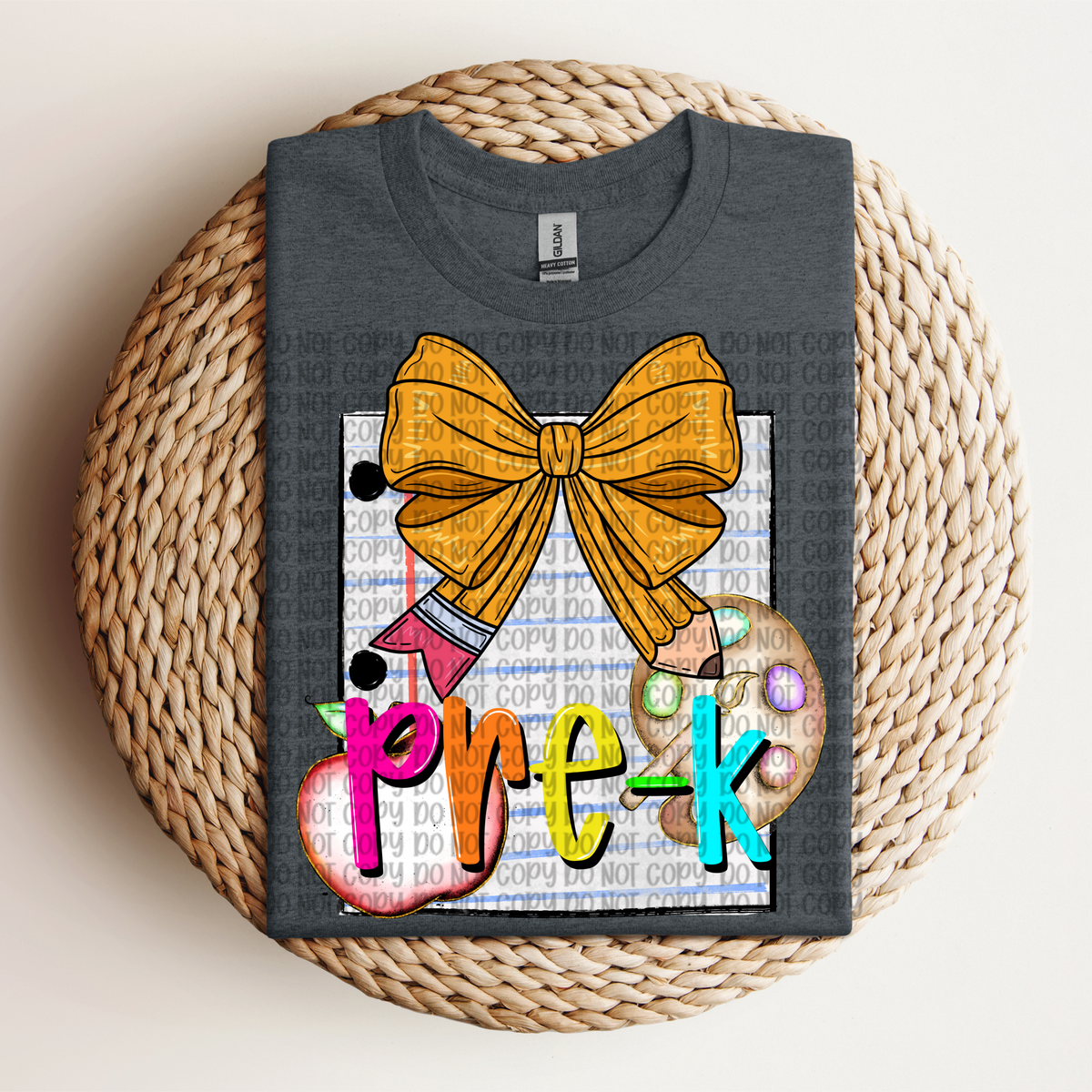 Pre-k pencil bow VP DTF transfer