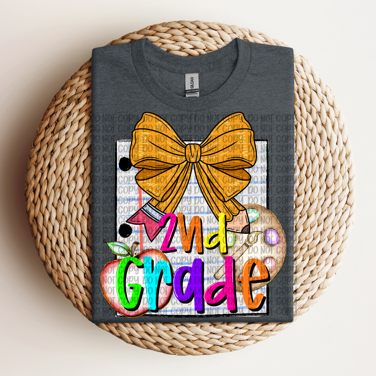 2nd grade pencil bow VP DTF transfer