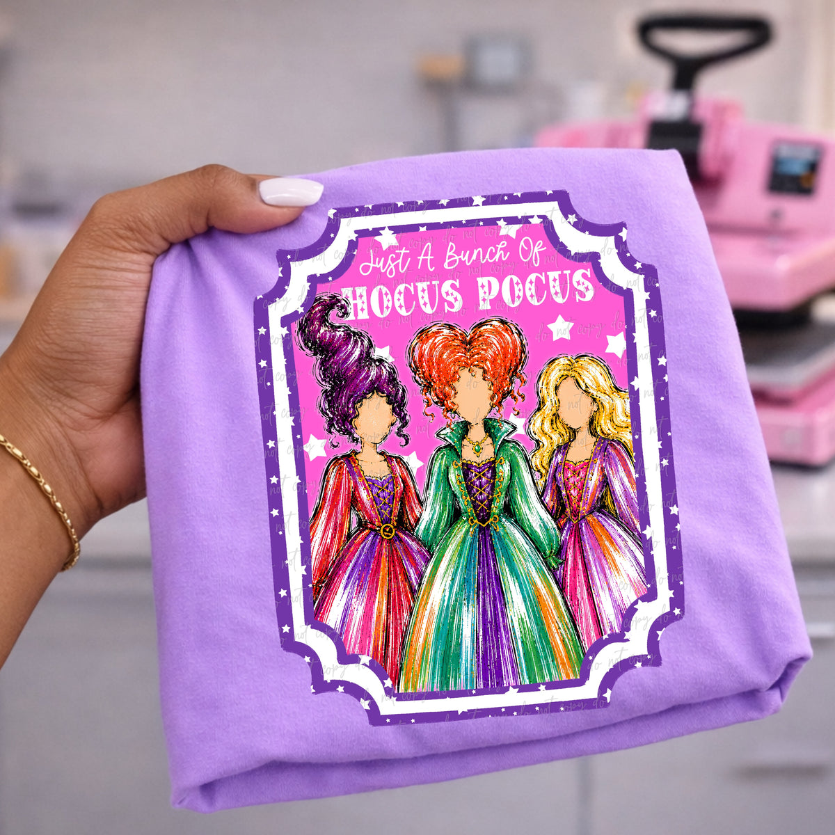 Hocus pocus pink frame (Virgo) DTF transfer