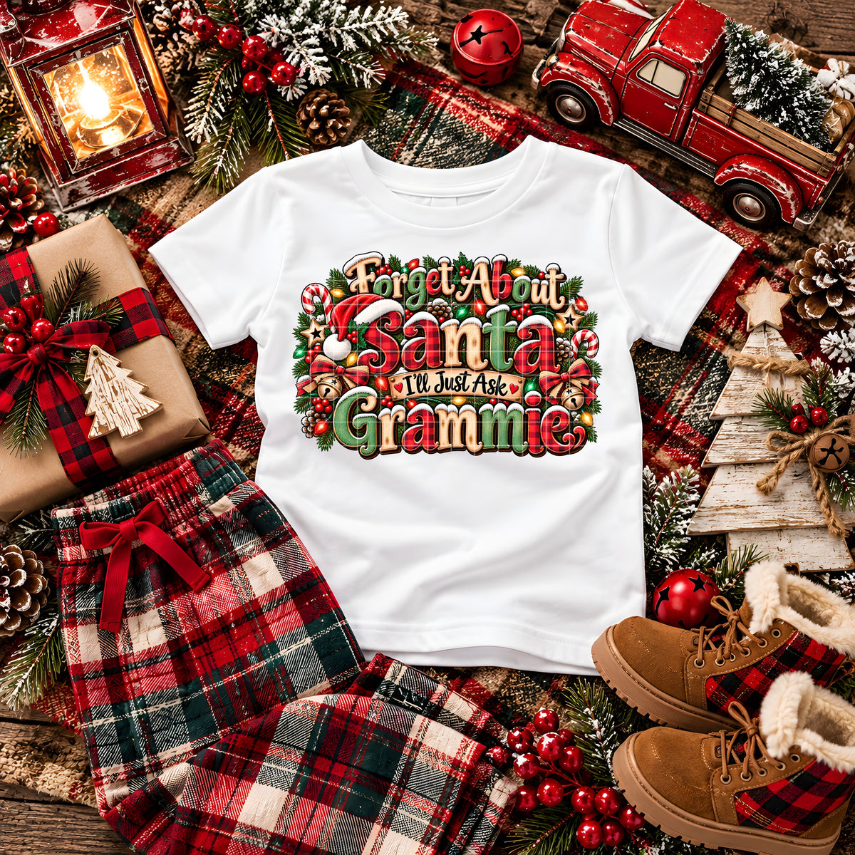 Forget about Santa I'll just ask grammie garland with bows (DD) DTF Transfer