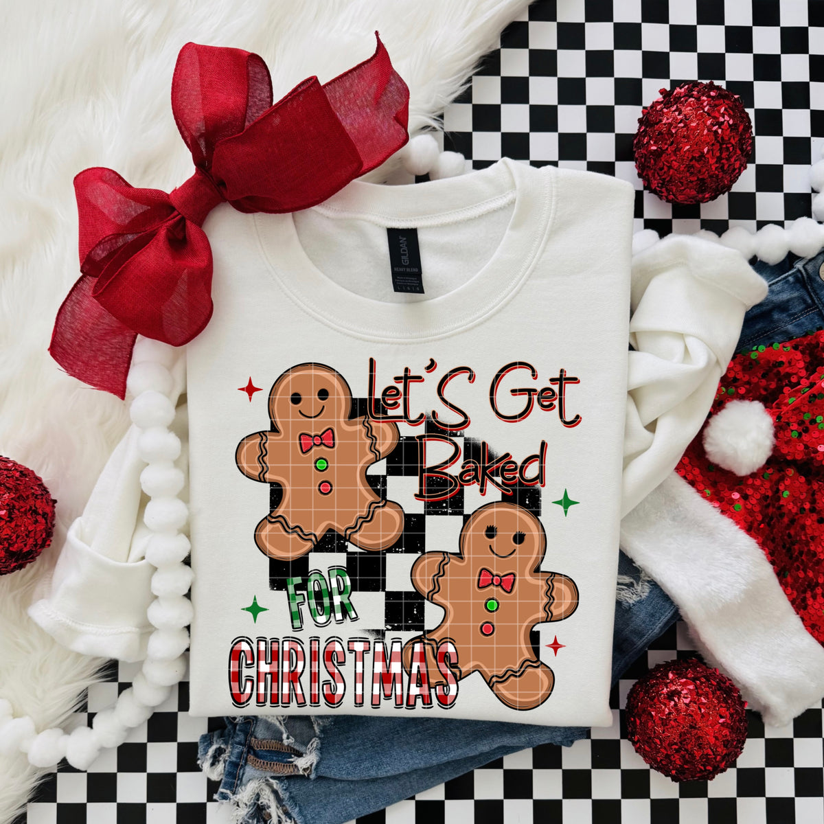 Let's get baked for Christmas 2 gingerbread men (DD) DTF Transfer