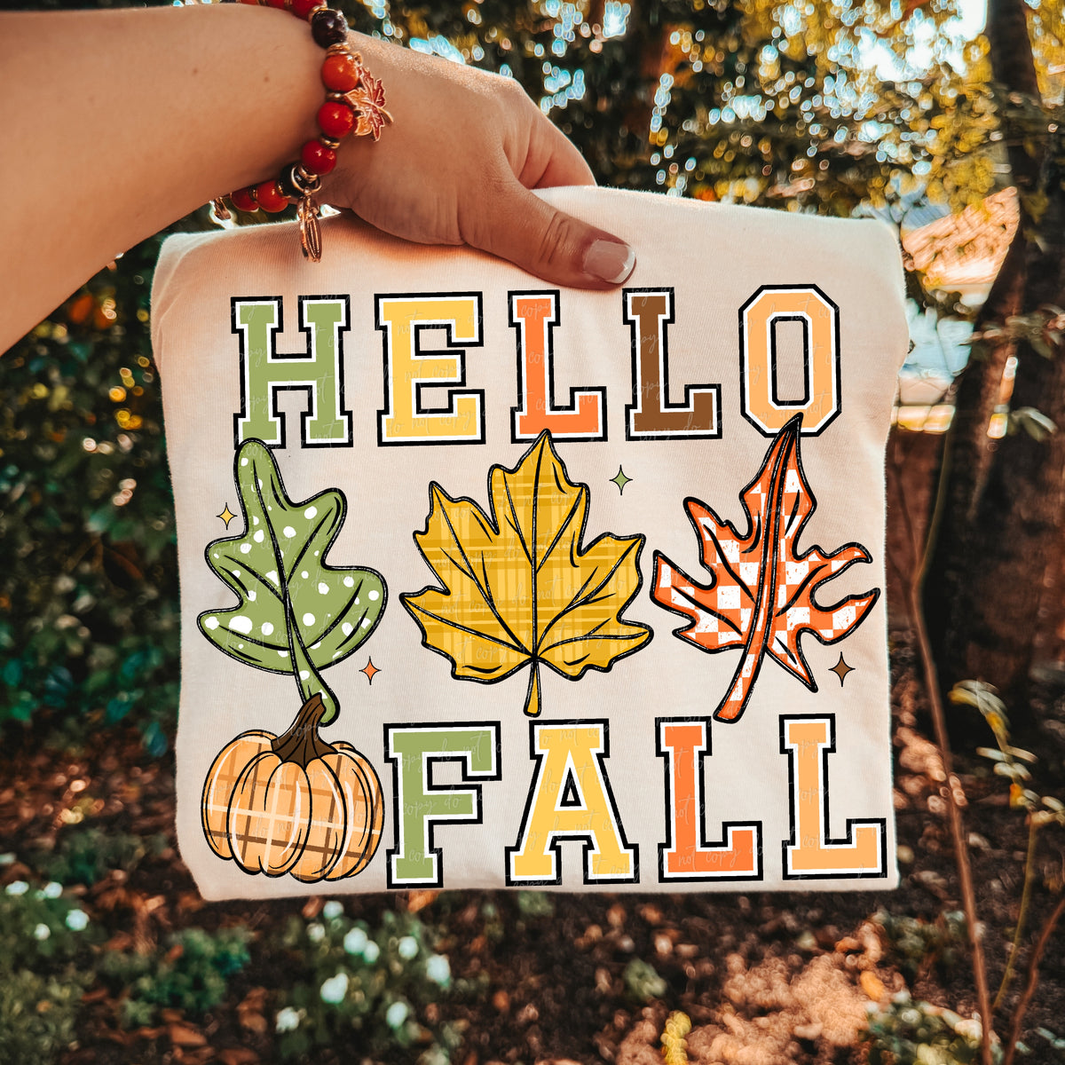 Hello fall leaf trio (Virgo) DTF Transfer