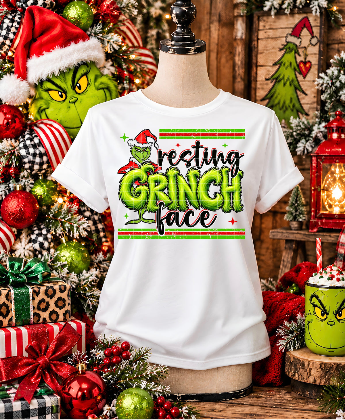Merry G face red and green stripes DTF Transfer