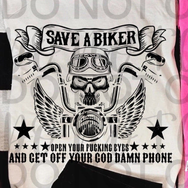 Save A Biker BLACK (Starlight) DTF transfer