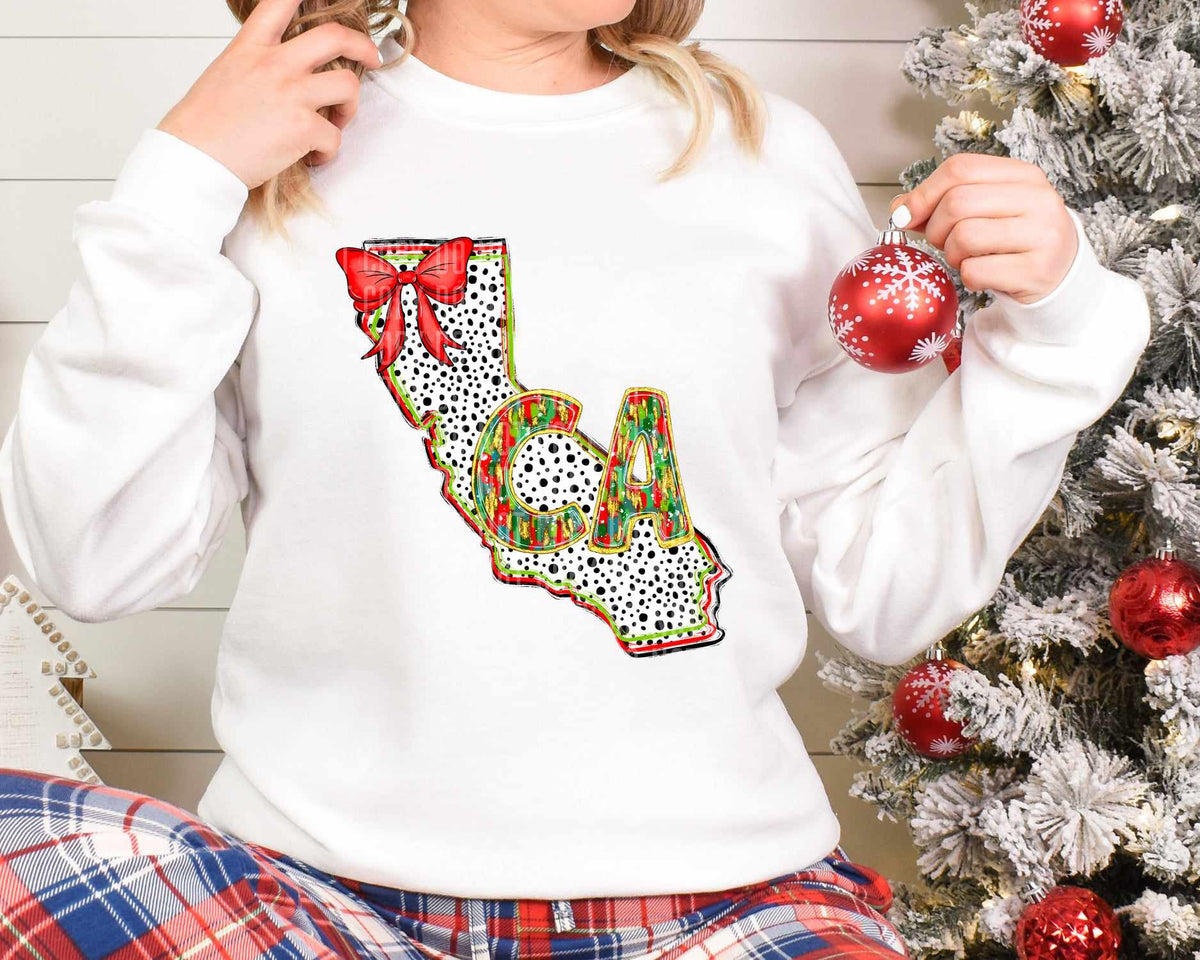 CA Christmas Dalmatian State (Caplinger) DTF Transfer