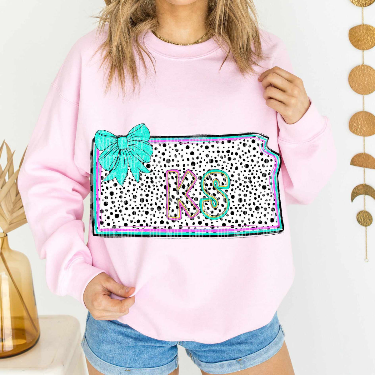 KS pink/turquoise Dalmatian State (Caplinger) DTF Transfer