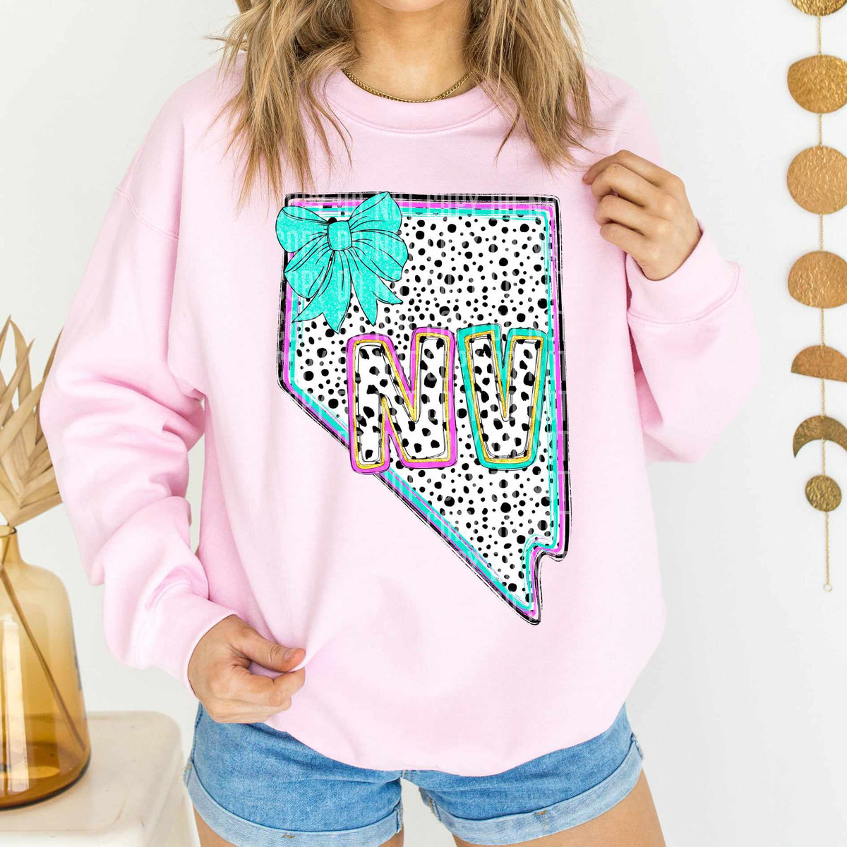 NU  pink/turquoise Dalmatian State (Caplinger) DTF Transfer