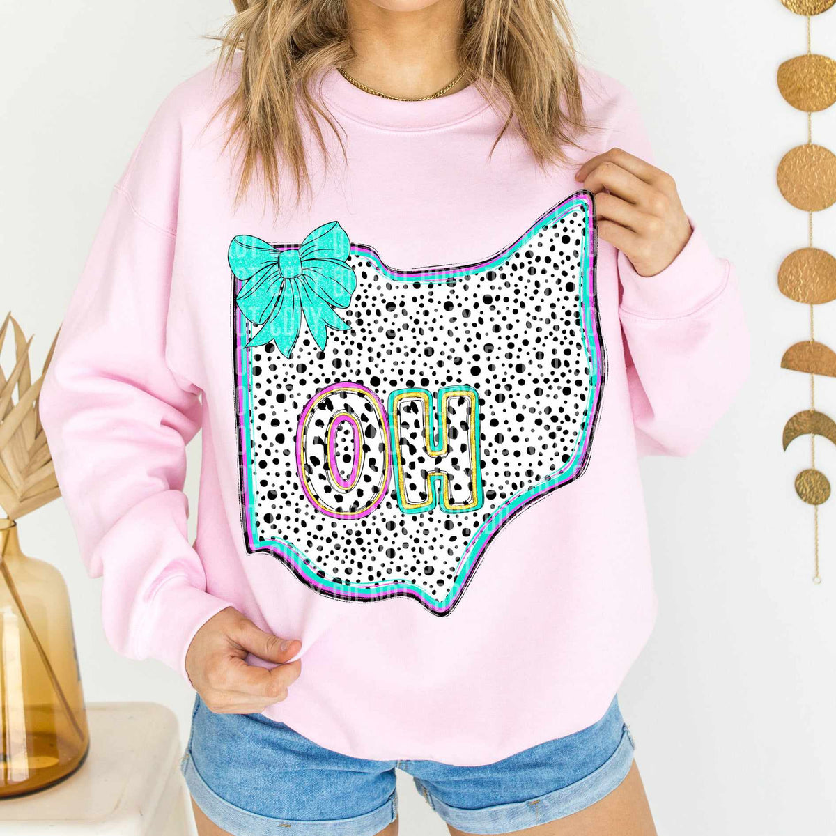 OH pink/turquoise Dalmatian State (Caplinger) DTF Transfer