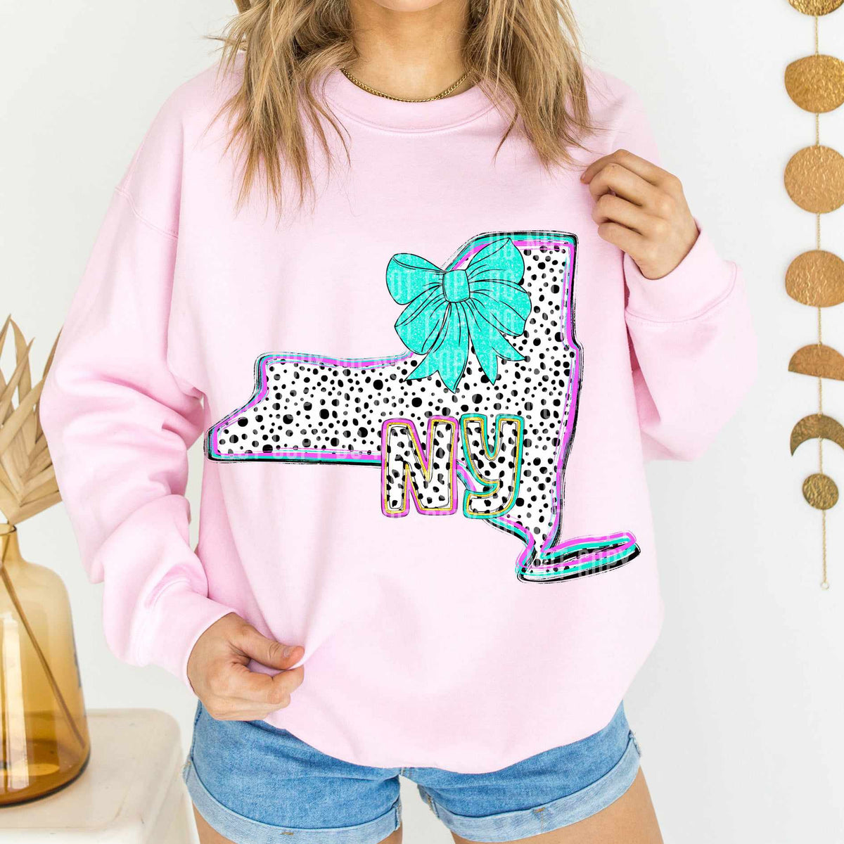 NY pink/turquoise Dalmatian State (Caplinger) DTF Transfer