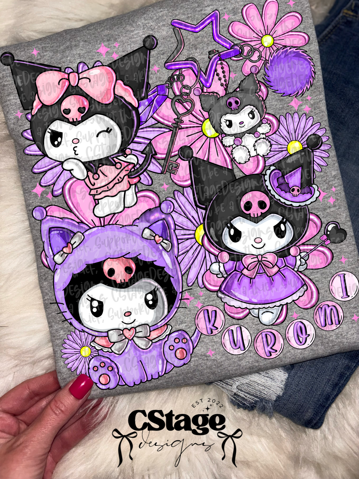 purple cat collage NO CHECKERS 6391 2/23 (mystery monday) DTF transfer