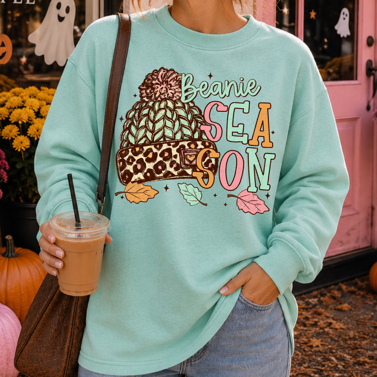 Beanie season with leaves (Virgo) DTF Transfer