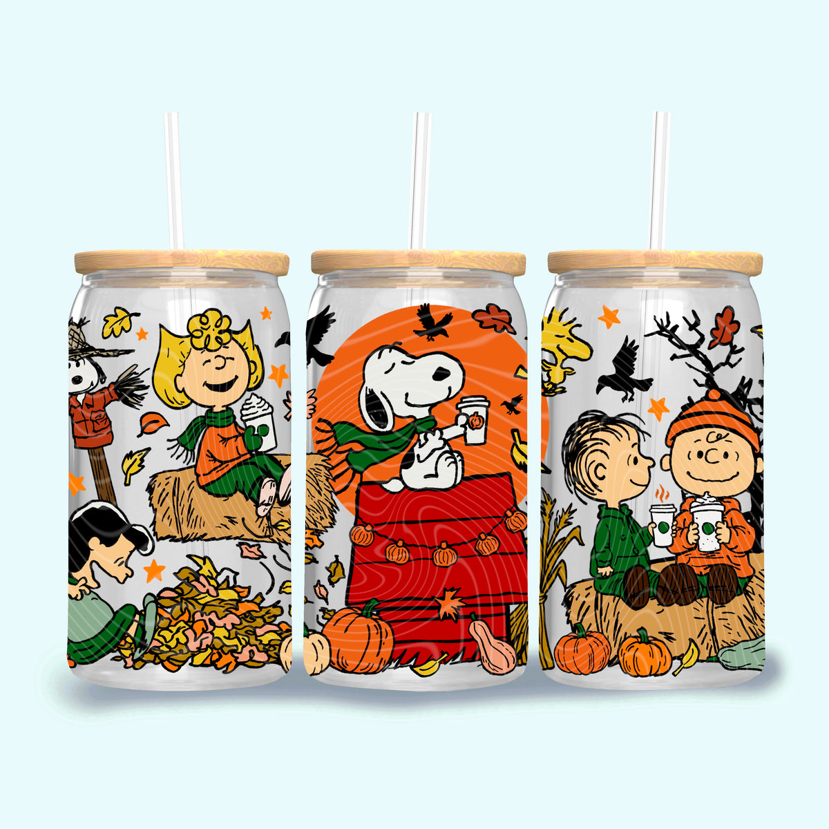 Snoop and friends fall and pumpkins (Gravitee) UV DTF WRAP