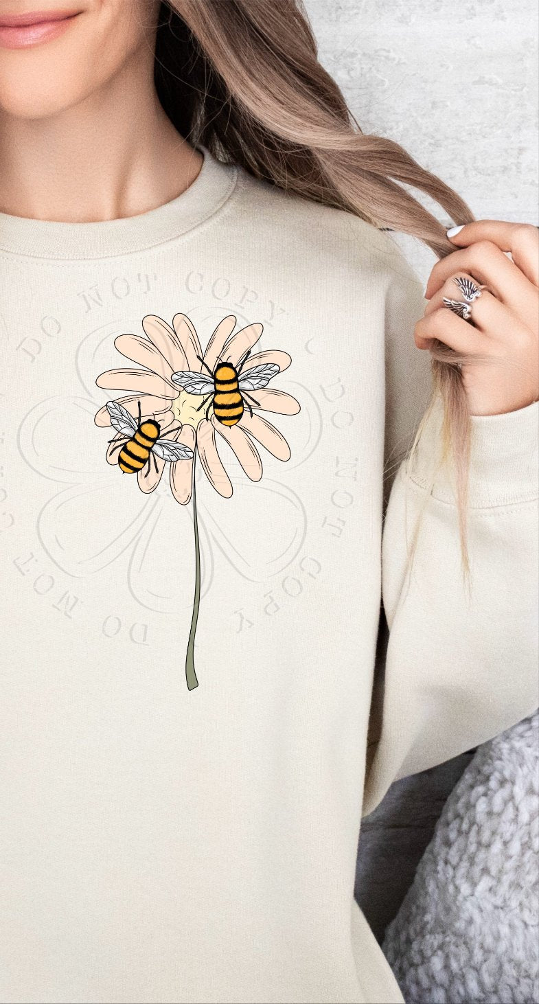 Flower with bees (VIRGO) 34748 DTF transfer
