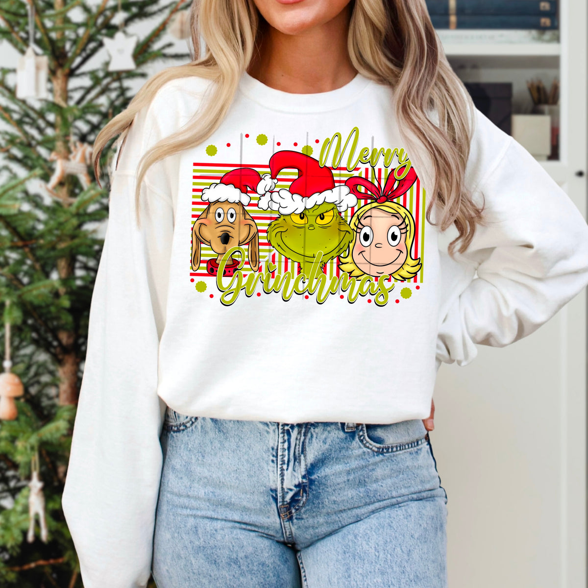 Merry Gmas red and green stripe background (TDC) DTF transfer