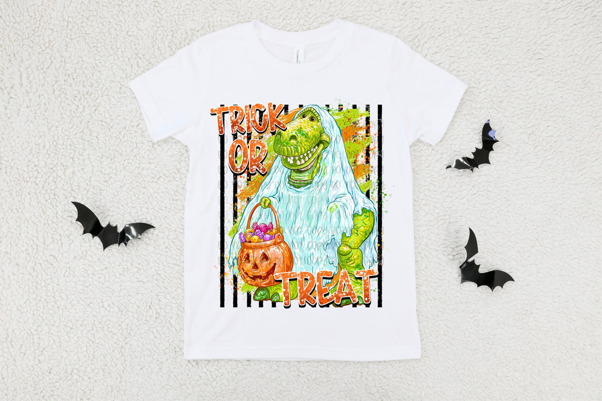 Trick or treat dino (SSD) DTF Transfer