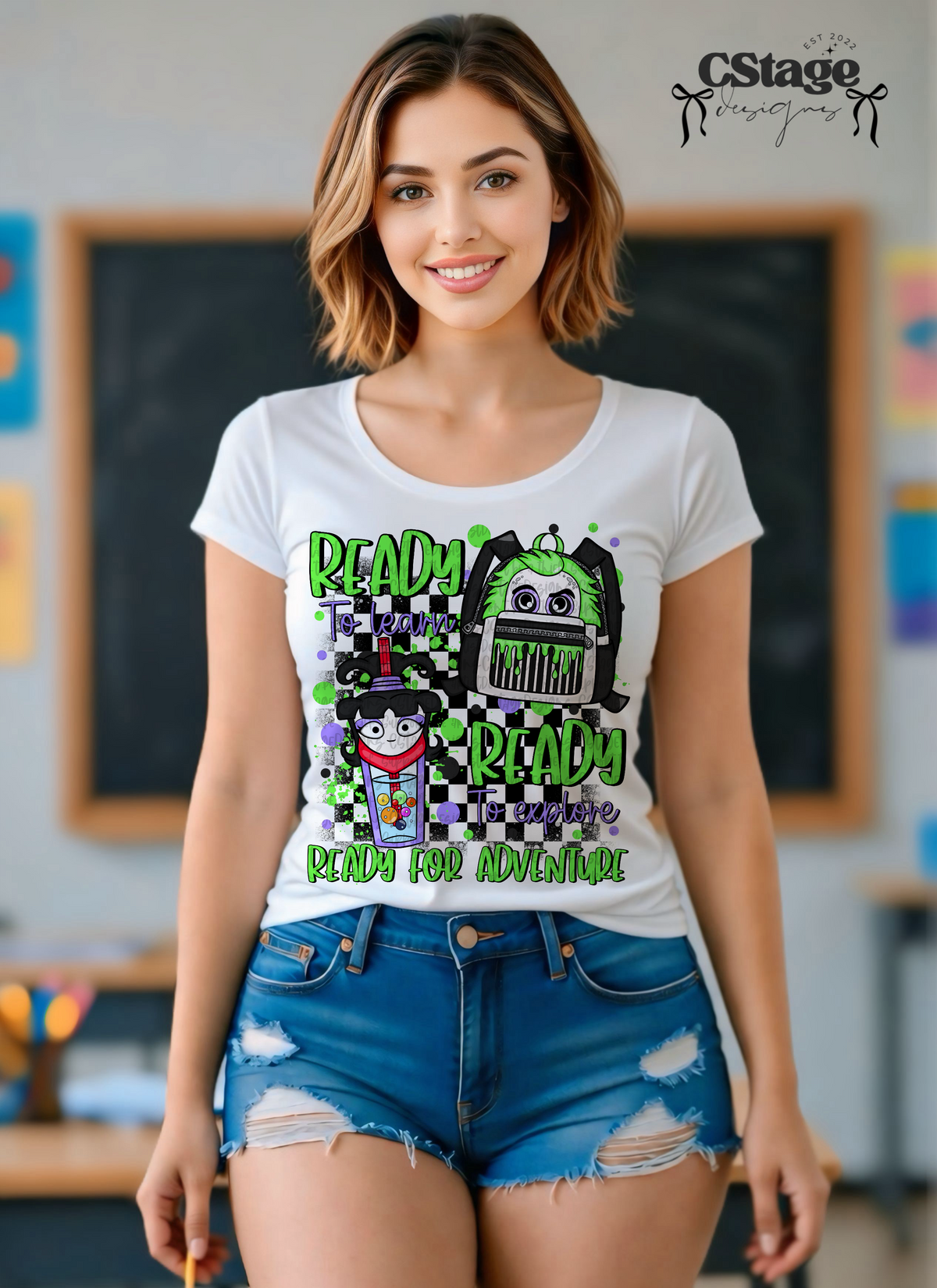 Ready to learn checkered background (CSTAGE) DTF Transfer