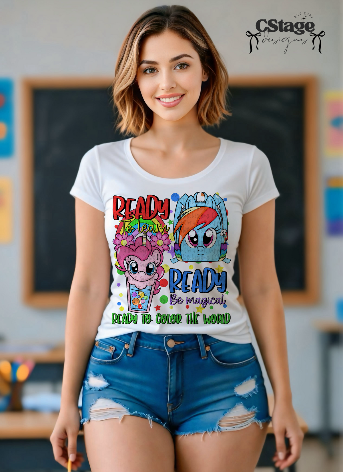 Ready to learn pony backpack (CSTAGE) DTF Transfer