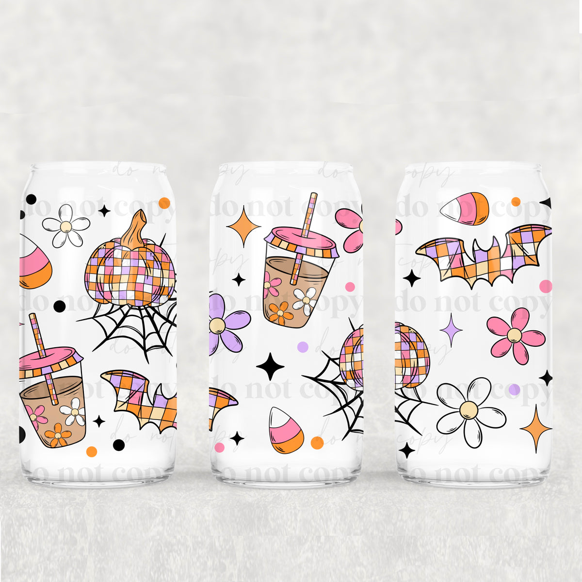 6609 colorful disco bats and pumpkins (CSC) UV DTF WRAP