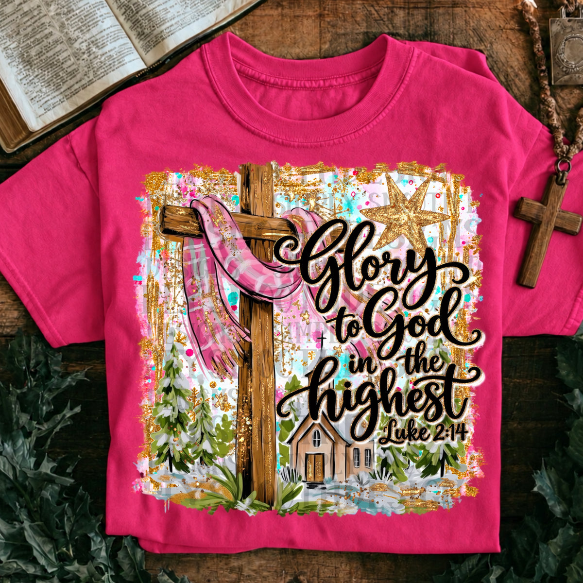 Glory to God in the highest faux glitter frame (SSD) DTF Transfer