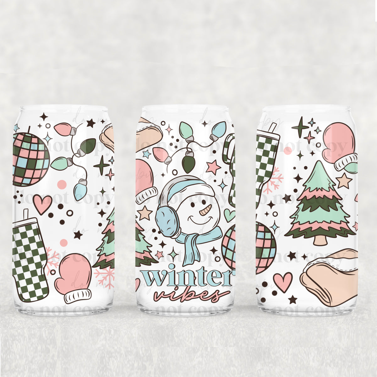 winter vibes snowman pink and blue 6054 (CSC) UV DTF WRAP