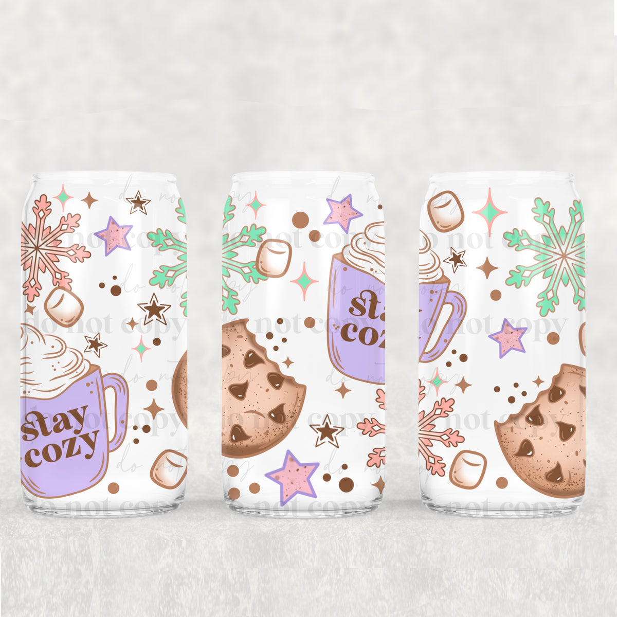 stay cozy mugs and cookies 6655 (CSC) UV DTF WRAP
