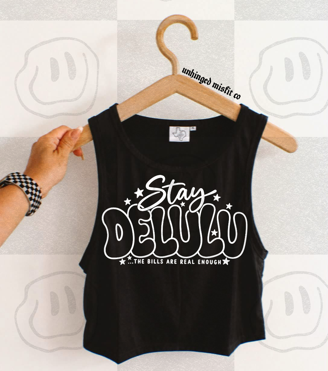 Stay delulu the bills are real enough with stars WHITE (Unhinged) DTF Transfer