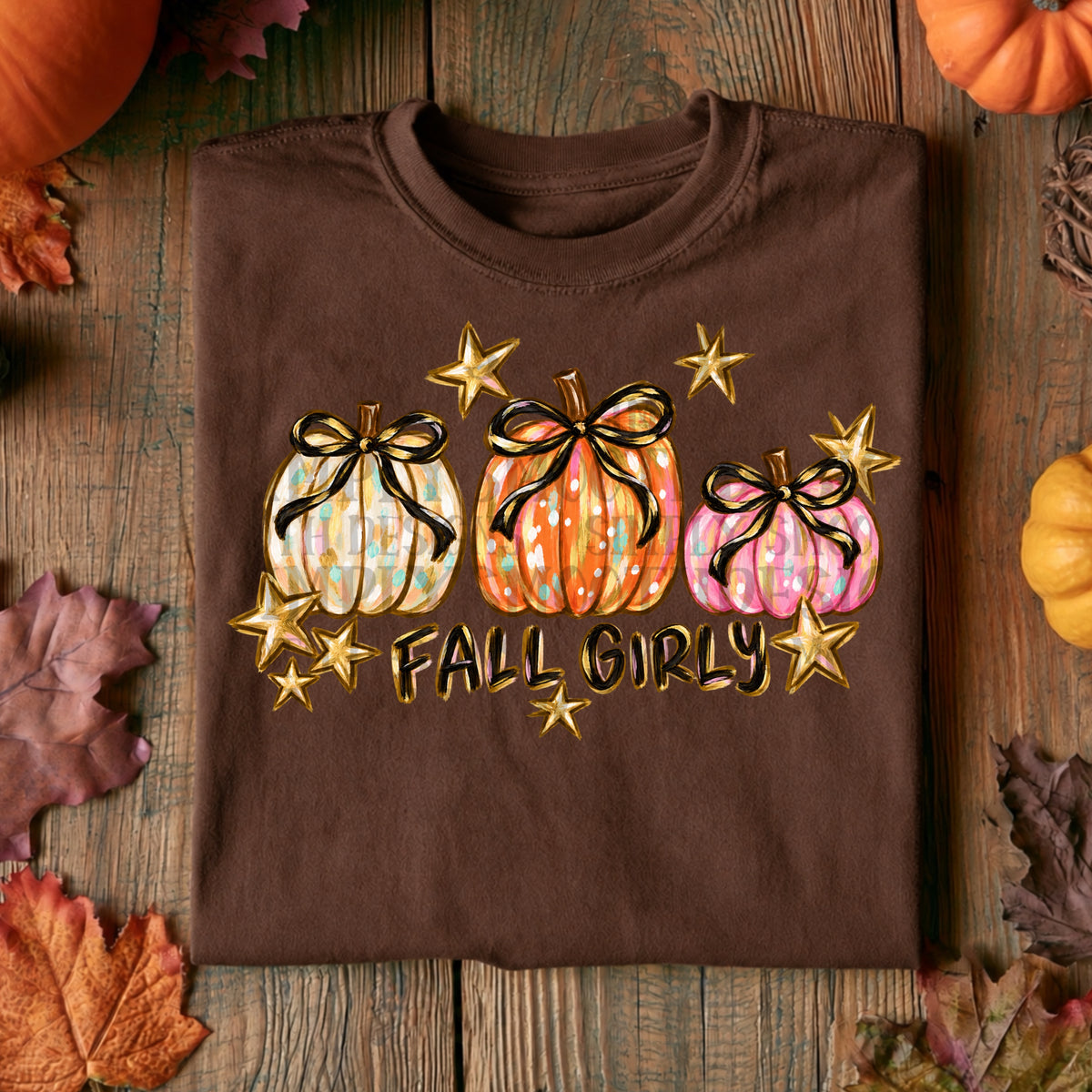 Fall girly pumpkin trio with stars (SSD) DTF Transfer