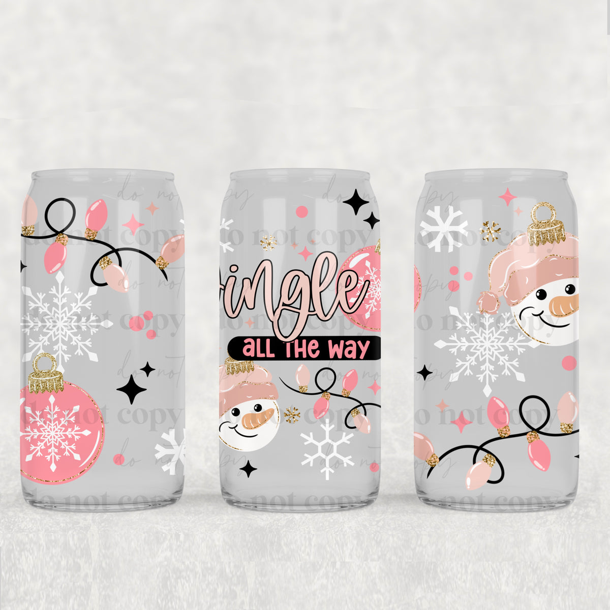 jingle all the way pink snowman 6808 (CSC) UV DTF WRAP