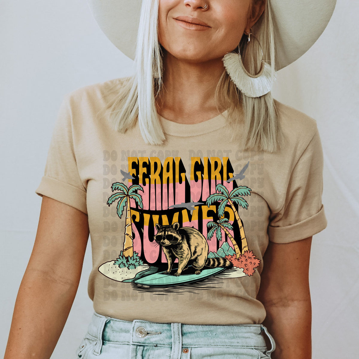 Feral Girl Summer Racoon (Starlight) DTF transfer