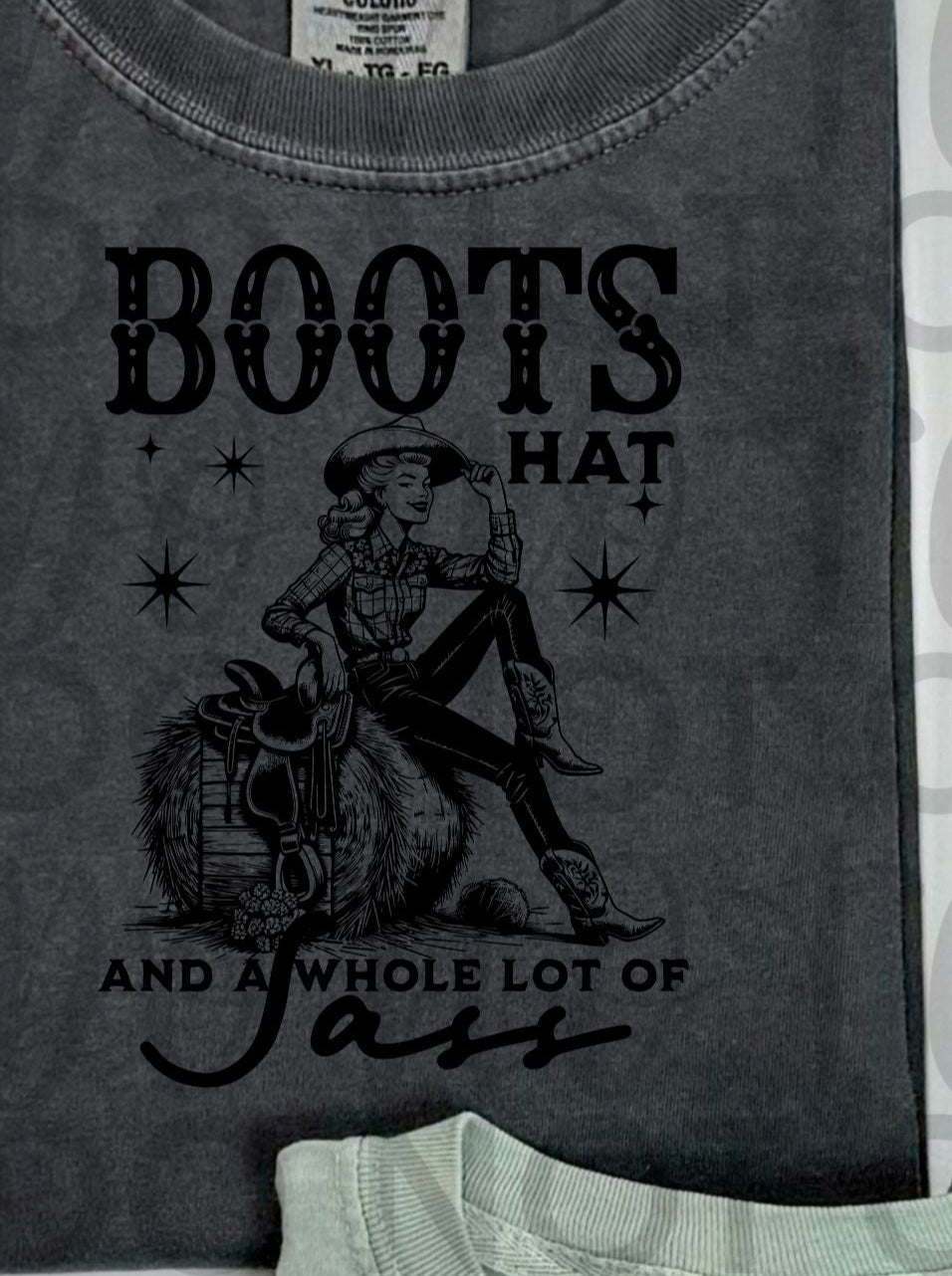 Boots, Hat, and a whole lot of sass BLACK (Starlight) DTF transfer