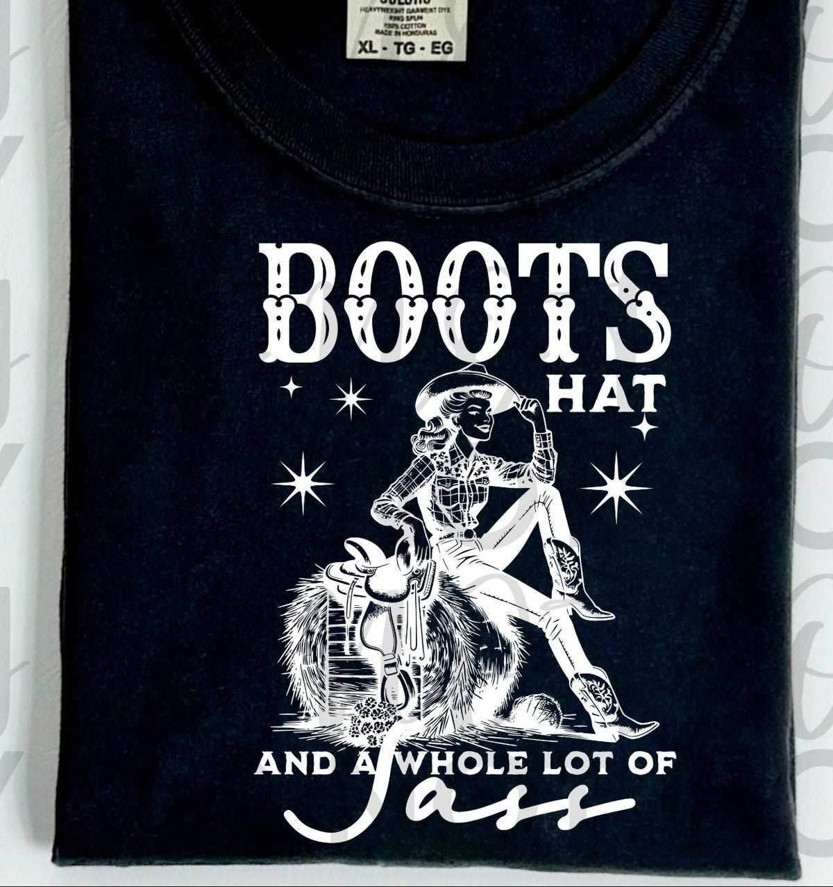 Boots, Hat, and a whole lot of sass WHITE (Starlight) DTF transfer