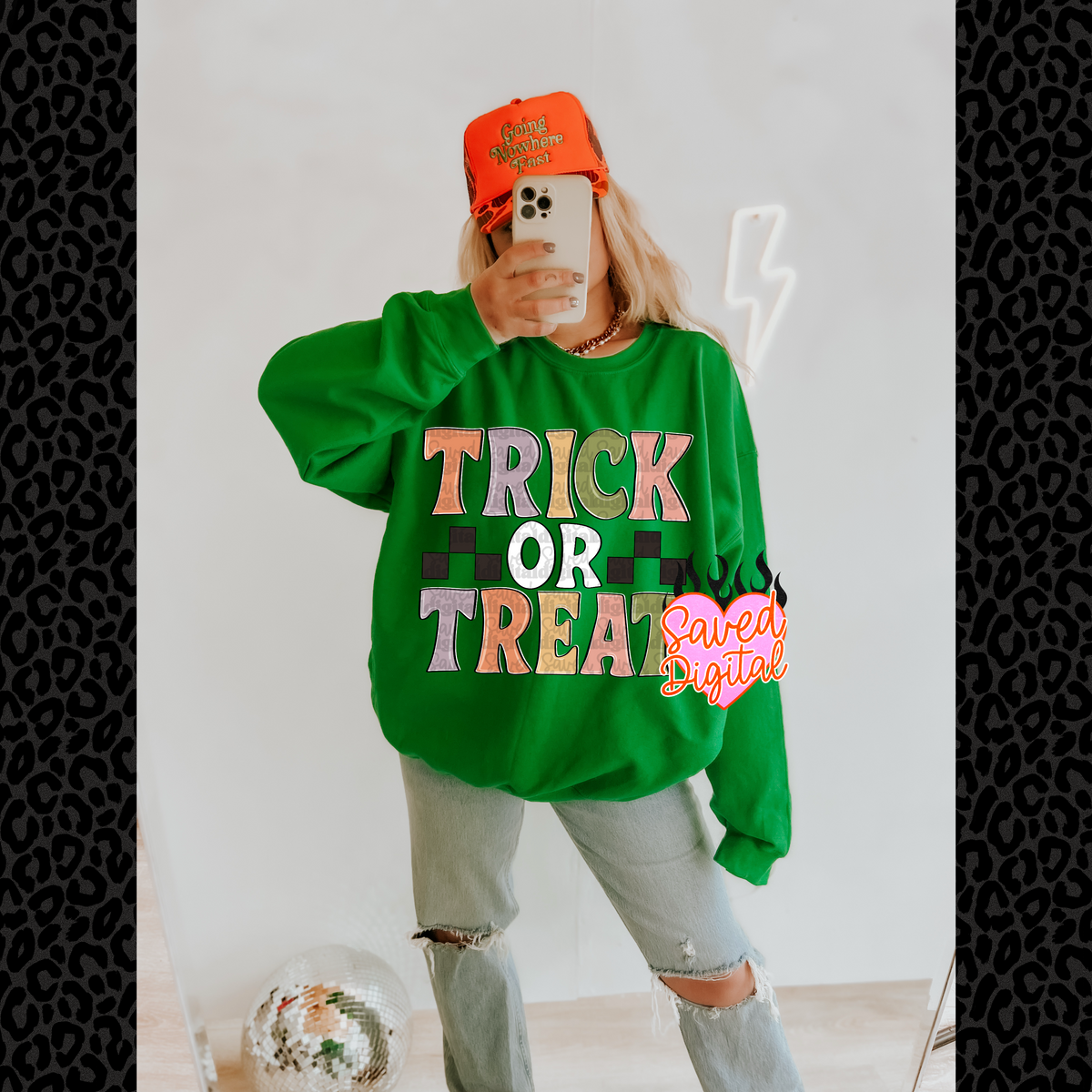 Trick or treat black checkered (Saved) DTF Transfer