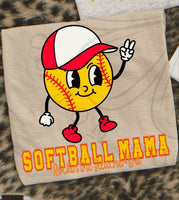 Softball mama smiley YELLOW (VIRGO) 34616 DTF transfer